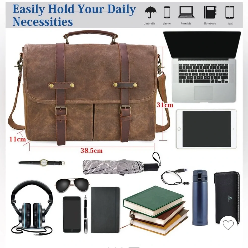 SOLD NWT~Men’s Vintage Leather Messenger Bag 💼 - Picture 8 of 9